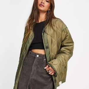 Topshop Lightweight Quiled Liner Green Puffer Jacket